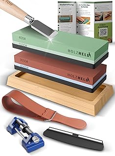 Schleifstein – Schärfen von Messer, Werkzeug und Stechbeitel inkl. Schleifhilfe – Profi Messersc…
