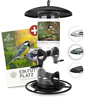 wildtier liebe Körner Futtersäule, Vogelfutterspender 26cm, Schwarz – aus rostfreiem Metall I V…