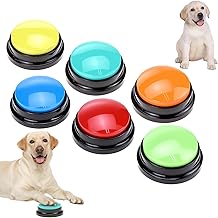 QWORK® 6 Stück Buzzer mit Aufnahmefunktion, Sprechende Tasten für Hunde – Interaktives Hunde…