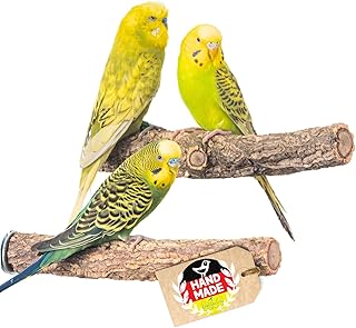 Vogelgaleria® 2er Korksitzstange Wellensittich Nymphensittich 20cm| Kork Sitzstangen mit Korkrin…