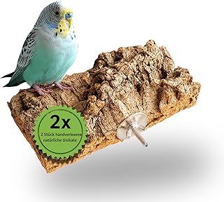 2 STÜCK 20x10cm Kork Sitzbrett Wellensittich Spielzeug – Zubehör Vogelkäfig fördert Krallen &…