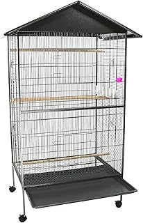 Merschbrock Vogelkäfig, große Vogelvoliere, Schwarz, L 85 x B 60 x H 148 cm, Beweglich, Einfach…