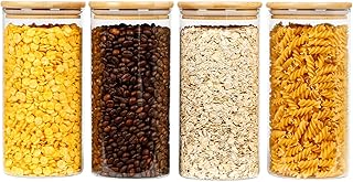Vorratsgläser mit Deckel Luftdicht, 4er Set 1300ml Vorratsdosen Glas, Vorratsglas mit Holzdeckel…