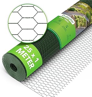 Maschendraht feinmaschig | 25 x 1 Meter | Maschendrahtzaun mit 2,5 cm Maschenweite | Hasendraht V…