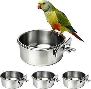 4 Stück Edelstahl Vogelnapf Futter Schüssel, 10cm Vogel Fütterung Näpfe Fütterungsbecher Fut…