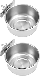 QWORK® 2er-Set Edelstahl Vogel Futternapf zum Einhängen, Vogelkäfig Zubehör, Ratten Käfig Zu…