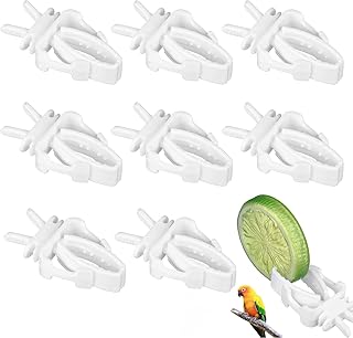 Wellensittich Futterhalter,8 Stück Kunststoff-Vogelkäfig Feeder Clip,Papageien-Obst Gemüse-Cli…