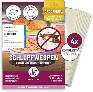 Plantura Schlupfwespen gegen Lebensmittelmotten, Komplett-Lösung mit 12 Karten (4 Karten à 3 Li…