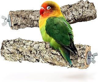 2er-Set Kork Vogel-Sitzstangen aus Naturkork-Rinde | gereinigt | zum Sitzen, Anknabbern, Knuspern…
