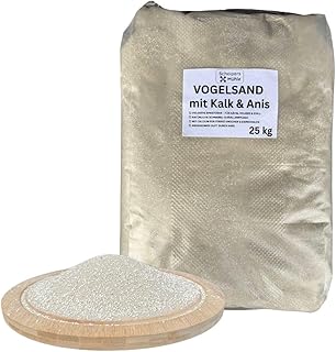 Vogelsand mit Kalk & Anis 25 kg – Badesand für Kanarienvögel, Wellensittiche, Papagein & Hüh…