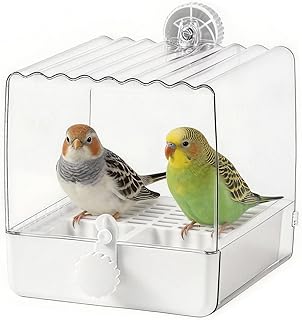 Badehaus für Vogelkäfig, 15.5 * 16 * 16 cm Hängende Badehaus Vogel Badewanne und Fütterung We…