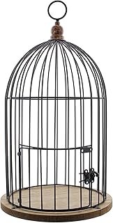 Dekoleidenschaft Deko Vogelkäfig „Gabbietta“ aus Holz und Metall, Ø 22 x 41 cm, Pflanzkäfi…
