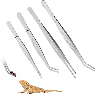 SLSON Reptilien Futterzange,4 Stück Edelstahl Erade/Gebogen Pinzette,Stainless Steel Reptile Fee…
