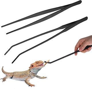 2 Stück Aquarium Pinzette Set, 25cm Gerade Pinzette und 27cm Gebogene Pinzette Set Lange Reptili…