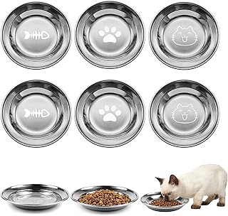 6 Stück Katzennäpfe,14CM katzenfressnapf,Katzennapf Edelstahl 304 Material,futternapf Katze,Was…