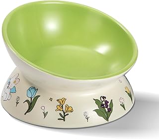 Erhöhter Katzennapf aus Keramik 15° Neigung Extra Breit Schnurrhaarfreundlich Futternapf & Wass…