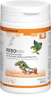 ReboMin Mineralfuttermittel 200 g Pulver: Wichtige Vitamine & Mineralstoffe für Ziervögel, Taub…