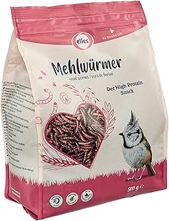Elles getrocknete Mehlwürmer 500g I Protein-Delikatesse für Wildvögel | 100% natürlich | Idea…