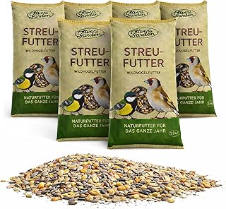 BURI Wildvogelfutter Winter Streufutter 15 kg Vorratspack 6×2,5 kg naturbelassene Körnermischun…