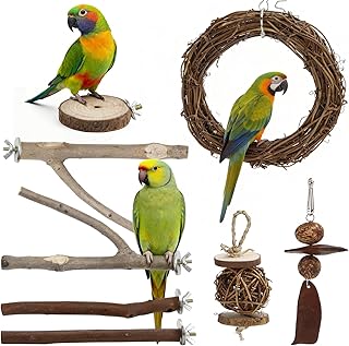 Natur Sitzstangen Set für Vögel 8 Stück Vogelkäfig Zubehör Sitzstangen für Vögel Sitzstang…