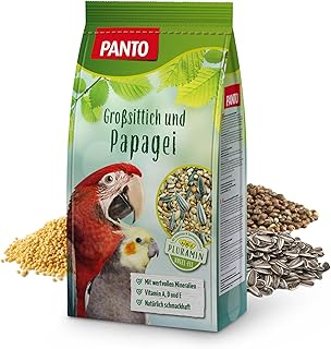 PANTO Großsittich- und Papageienfutter mit Pluramin, 2,5 kg – Bunte Saatenmischung für Papageie…