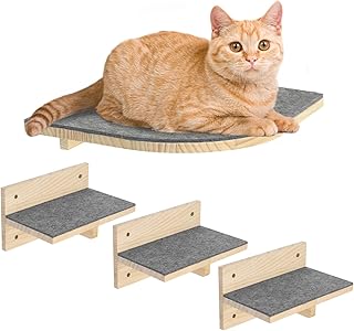 Kletterwand Katzen Katzentreppe Wand 4er-Set Katzen Kletterwand Set Stabiler Katzenwand Naturholz…