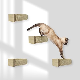 Rohrschneider Katzentreppe für Katzenwand | Kletterwand Katzen Holz Natur | Wandelemente | Kratz…