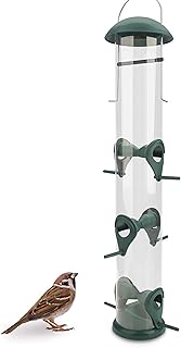 WILDLIFE FRIEND I 40cm Körner Vogelfutterspender grün – mit 6 Anflugplätzen, Vogel Futterstati…