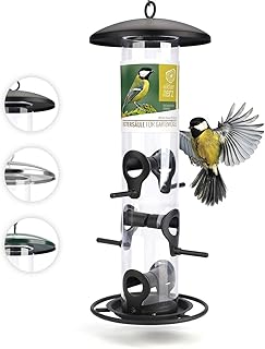 wildtier herz I Körner Vogelfutterspender 35cm – aus rostfreiem Metall, Vogel Futterstation, Fut…