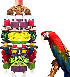 MQUPIN Vogel Papagei Kauen Spielzeug,22 Inch Papagei Kauspielzeug Buntes Natürliches Sicheres Ho…