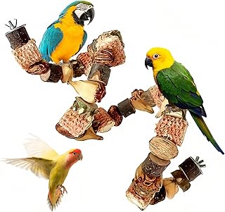 Natur Sitzstangen Set für Vögel,Vogelkäfig Zubehör aus Holz,Wellensittiche Barsche,Nymphensit…