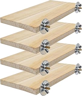 4 Stück Holz Plattform Kletterplattform Sitzbretter für Vögel Barsch Plattform Quadratischer H…