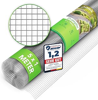 Drahtgitter feinmaschig | 5 x 1 Meter | Wühlmausgitter für Hochbeete mit 6,3 mm Maschenweite | …