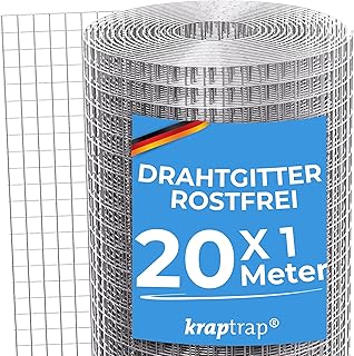 KrapTrap Volierendraht Drahtgitter I verzinkt I 20 m x 1 m I 12×12 mm I stabiler Kaninchendraht I…