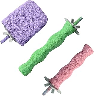 3 x Vogelsitzstangen, bunter rauer Vogelkäfig, Papageienständer, Stange, Pfotenscheuerstange, P…