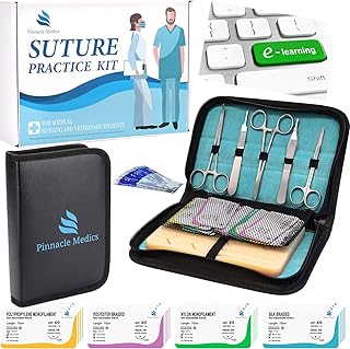 Chirurgisches Nahtset | Wundnaht-Übungsset | Silikon-Nähkissen mit Werkzeugsatz | 24 Wundnaht-F…