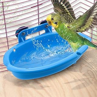 Mygeromon Vogel Dusche – Papagei Käfig Zubehör Badewanne Vogelbad Futternapf für Wellensittich…