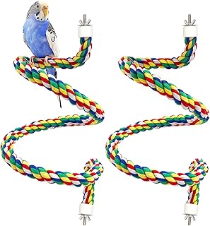 2 Stück Papagei Bunte Spirale Baumwollseil, 100cm Wellensittich Zubehör Vogel Zubehör Bunte Ba…