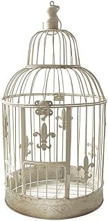 zeitzone Deko Vogelkäfig Lilie Nostalgie Voliere Landhausstil Antik-Weiß 38cm