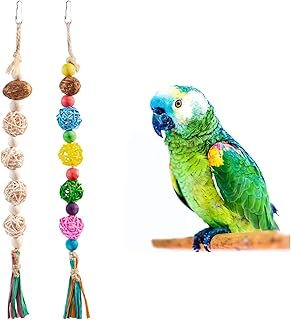 Generisch 2er-Set Naturholz Papageienspielzeug 14,4 Zoll – Ideal Wellensittich Zubehör Zum Kauen…