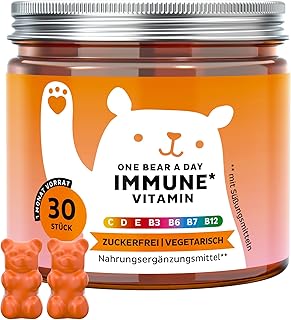 One Bear A Day Immune Vitamin Gummies – Mit Vitamin D, E, C, B6, B12, Niacin, Biotin & Propolis…