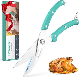HAUSHOF Geflügelschere 255 mm, robuste scharfe Küchenschere aus Edelstahl, Fleischschere für F…