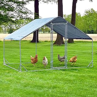 zooprinz XXL Freilaufgehege aus Metall mit Sonnendach/Regenschutz für Hühner – Außengehege a…
