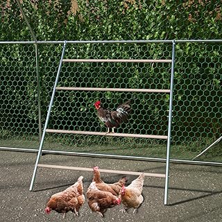 Hühnerstall 3x4m Metall Voliere 12m² Großraum Geflügelgehege, Außenlauf mit Sitzleiter Siche…