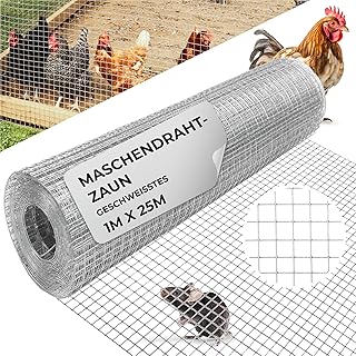 STREND PRO Maschendrahtzaun | Geschweißt – Verzinkt | 1m x 25m | 0,8 mm, 10x10mm | Kaninchendrah…