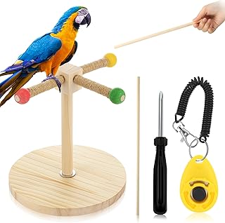 Cunno 3-teiliges Vogel-Trainingsständer-Set, Papageien-Trainings-Clicker, tragbare Tisch-Vogelst…