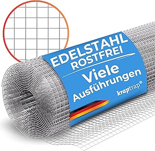 KrapTrap Volierendraht Edelstahlgitter V2A I 12mm x 12mm, 1m x 25m I rostfreies Drahtgitter I Kei…