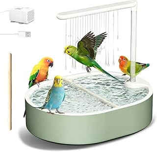 Vogeldusche Wellensittiche, Automatische Vogelbad mit USB Pumpe, Leise Vogel Dusche mit Wasserfal…