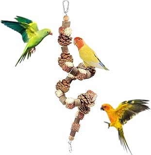 Papagei Kauspielzeug, Natur Sitzstangen Set für Vögel, Vogelstange aus Holz, Wellensittiche Bar…