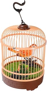 FRCOLOR Voice Aktiviertes Vogelkäfig mit Zwitschernden Flatternden Vögeln Interaktiv für Klein…